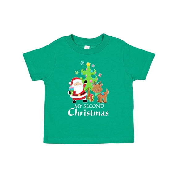 Inktastic My 2nd Christmas with Santa Reindeer and Tree Boys or Girls Toddler T-Shirt
