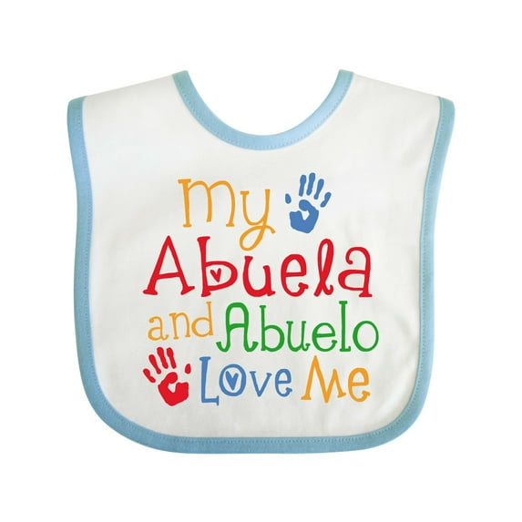 Inktastic My Abuela and Abuelo Love Me Boys or Girls Baby Bib