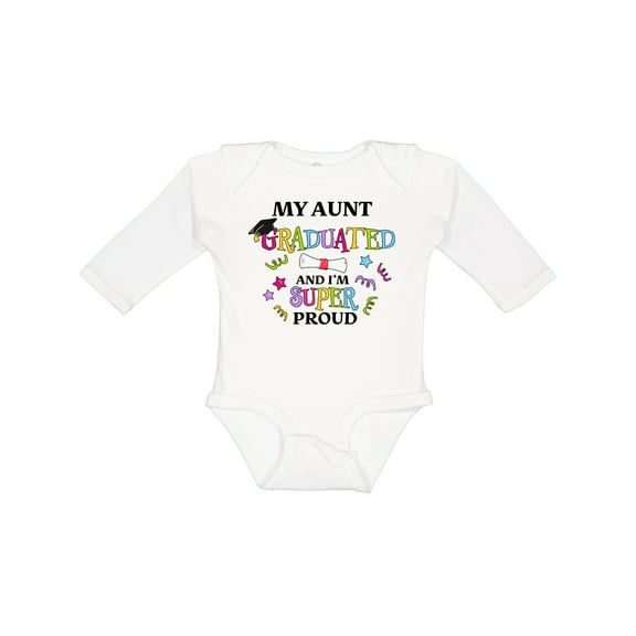 Inktastic My Aunt Graduated and I'm Super Proud Boys or Girls Long Sleeve Baby Bodysuit