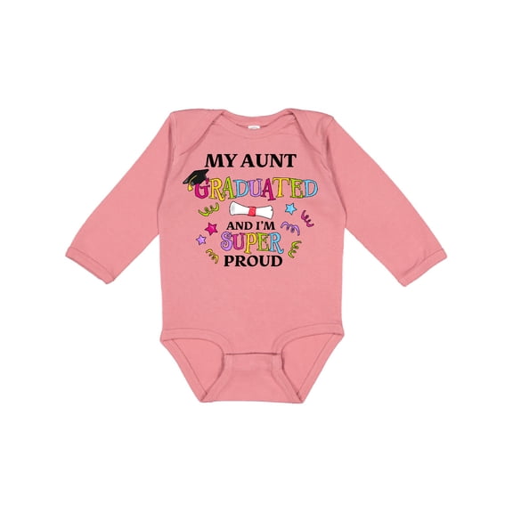 Inktastic My Aunt Graduated and I'm Super Proud Boys or Girls Long Sleeve Baby Bodysuit