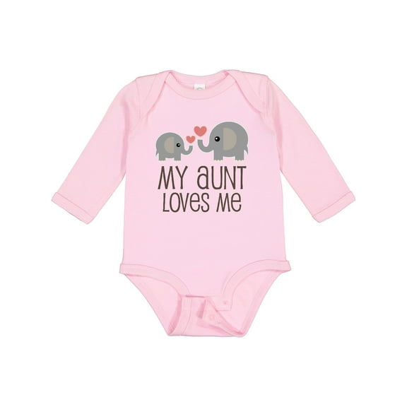 Inktastic My Aunt Loves Me Boys or Girls Long Sleeve Baby Bodysuit