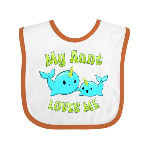Inktastic My Aunt Loves Me Cute Narwhal Boys or Girls Baby Bib