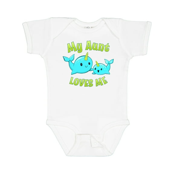 Inktastic My Aunt Loves Me Cute Narwhal Boys or Girls Baby Bodysuit