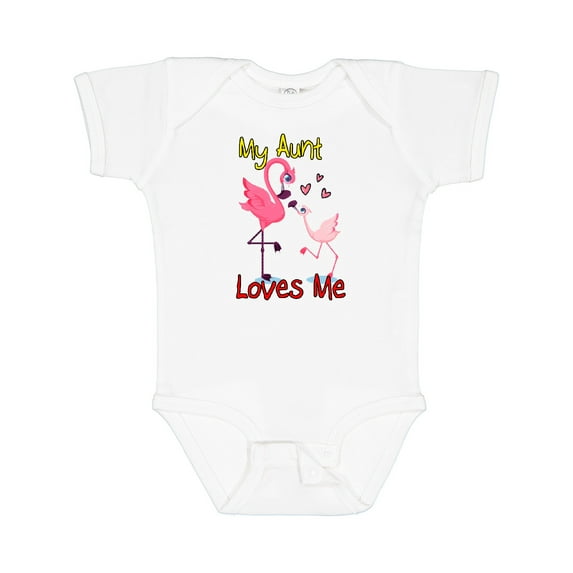 Inktastic My Aunt Loves Me Flamingo Boys or Girls Baby Bodysuit
