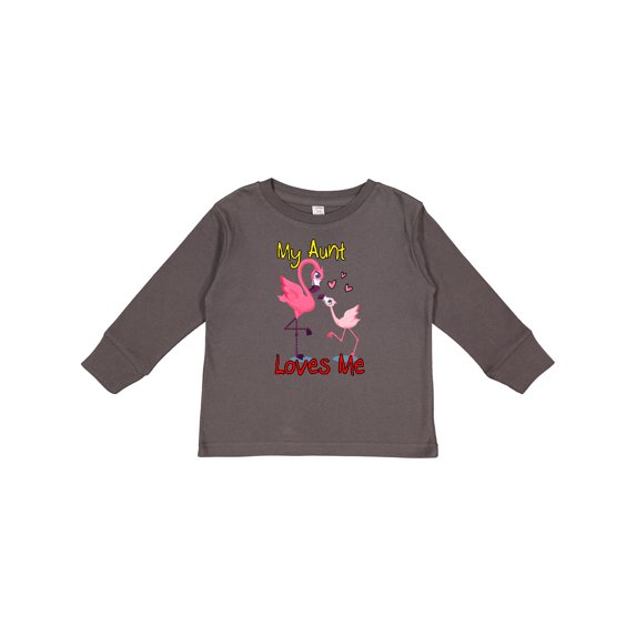 Inktastic My Aunt Loves Me Flamingo Boys or Girls Long Sleeve Toddler T-Shirt