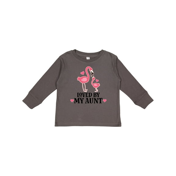 Inktastic My Aunt Loves Me Flamingo Grandchild Girls Long Sleeve Toddler T-Shirt