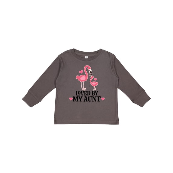 Inktastic My Aunt Loves Me Flamingo Grandchild Girls Long Sleeve Toddler T-Shirt