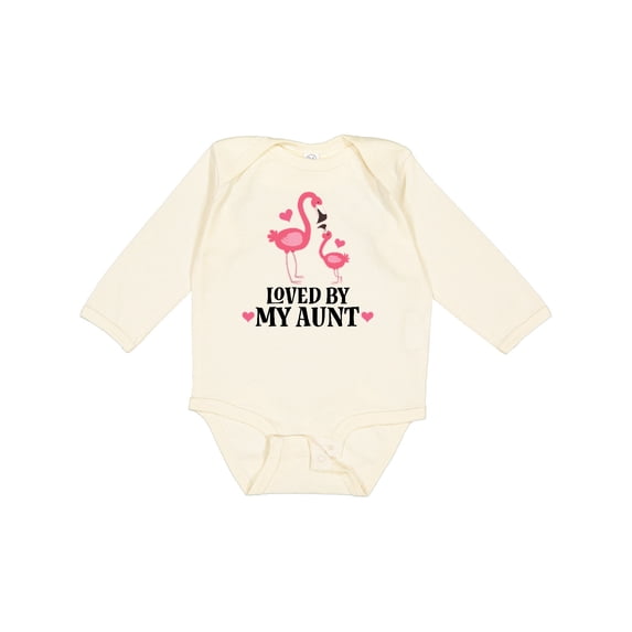 Inktastic My Aunt Loves Me Flamingo Niece Girls Long Sleeve Baby Bodysuit