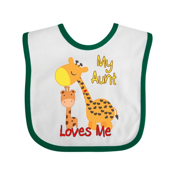 Inktastic My Aunt Loves Me Giraffe Boys or Girls Baby Bib