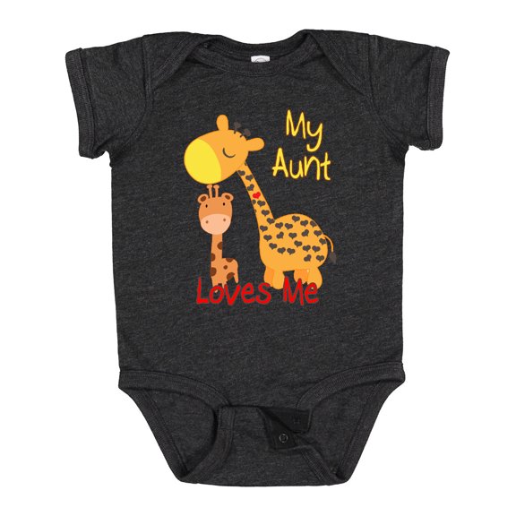 Inktastic My Aunt Loves Me Giraffe Boys or Girls Baby Bodysuit