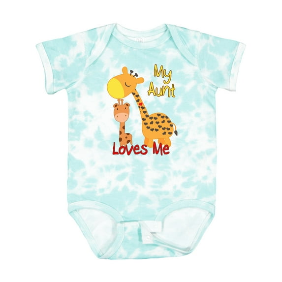 Inktastic My Aunt Loves Me Giraffe Boys or Girls Baby Bodysuit