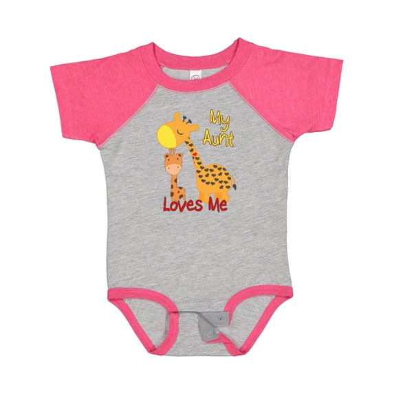 Inktastic My Aunt Loves Me Giraffe Boys or Girls Baby Bodysuit