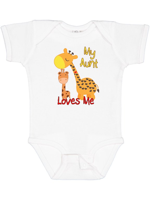 My Aunt Loves Me Giraffe Boys or Girls Baby Bodysuit