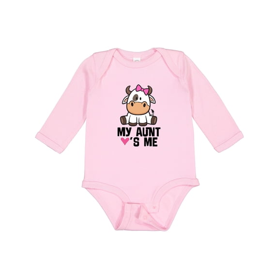 Inktastic My Aunt Loves Me Girl Cow Girls Long Sleeve Baby Bodysuit