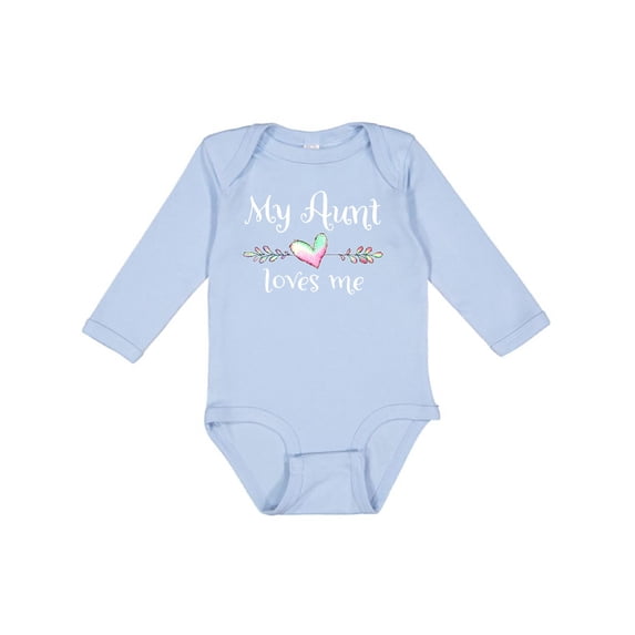 Inktastic My Aunt Loves Me- Heart Boys or Girls Long Sleeve Baby Bodysuit