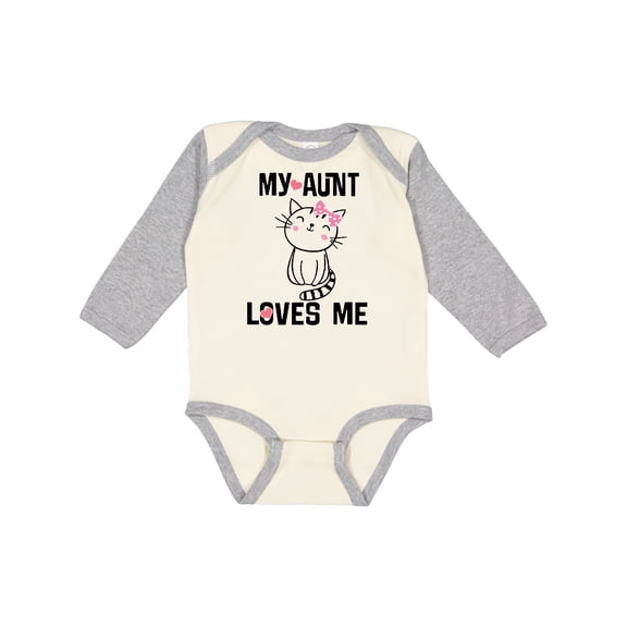 Inktastic My Aunt Loves Me Kitty Girls Long Sleeve Baby Bodysuit