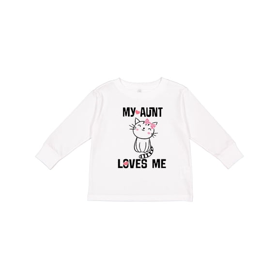 Inktastic My Aunt Loves Me Kitty Girls Long Sleeve Toddler T-Shirt