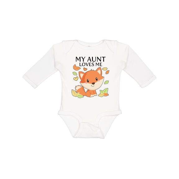 Inktastic My Aunt Loves Me- Little Fox Boys or Girls Long Sleeve Baby Bodysuit