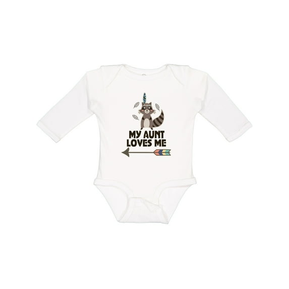 Inktastic My Aunt Loves Me Nephew Raccoon Boys or Girls Long Sleeve Baby Bodysuit