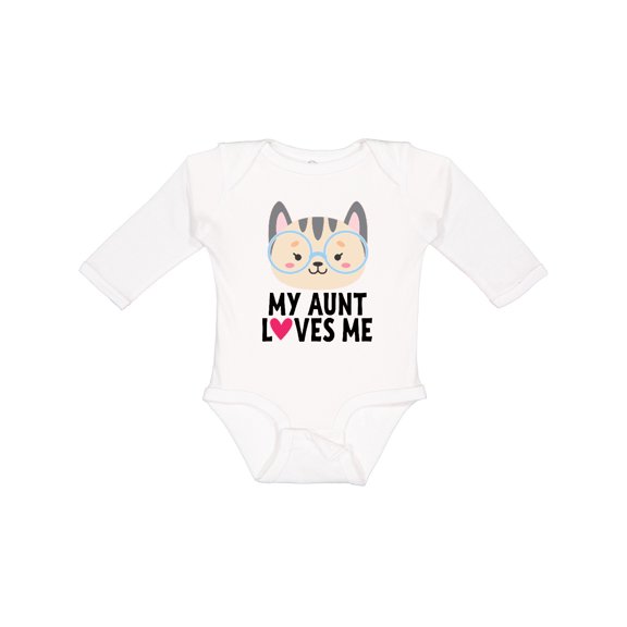 Inktastic My Aunt Loves Me Niece Cat Girls Long Sleeve Baby Bodysuit