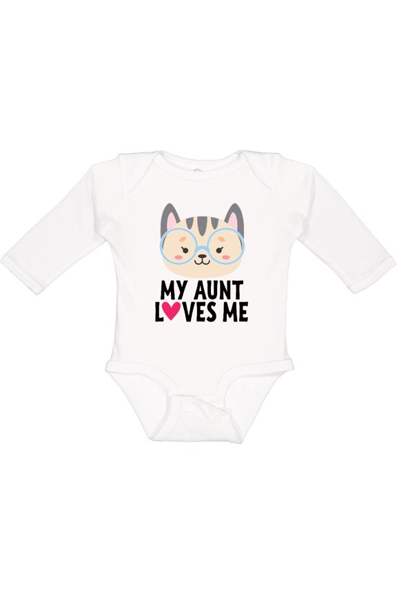 My Aunt Loves Me Niece Cat Girls Long Sleeve Baby Bodysuit