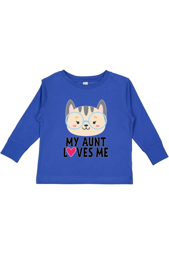 My Aunt Loves Me Niece Cat Girls Long Sleeve Toddler T-Shirt