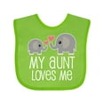 thumbnail image 1 of Inktastic My Aunt Loves Me Niece Nephew Elephant Boys or Girls Baby Bib, 1 of 4