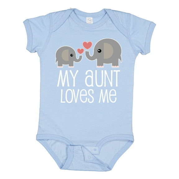 Inktastic My Aunt Loves Me Niece Nephew Elephant Boys or Girls Baby Bodysuit