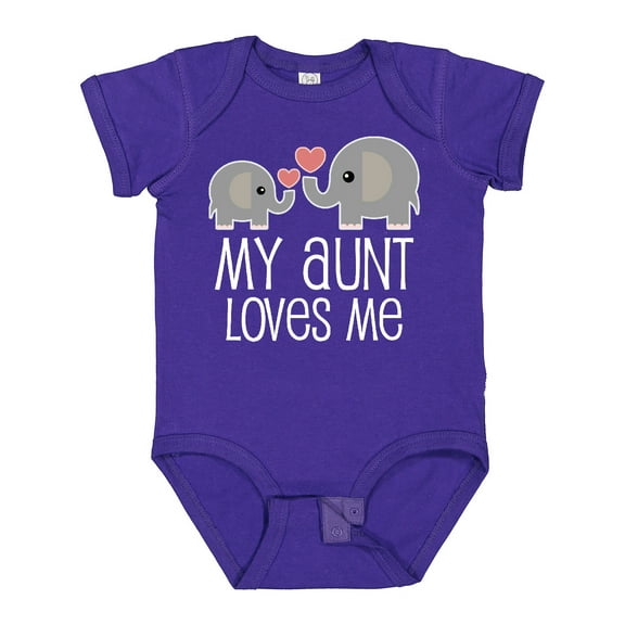 Inktastic My Aunt Loves Me Niece Nephew Elephant Boys or Girls Baby Bodysuit