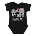 thumbnail image 1 of Inktastic My Aunt Loves Me Niece Nephew Elephant Boys or Girls Baby Bodysuit, 1 of 5