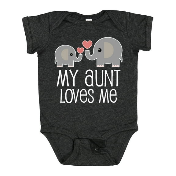 Inktastic My Aunt Loves Me Niece Nephew Elephant Boys or Girls Baby Bodysuit