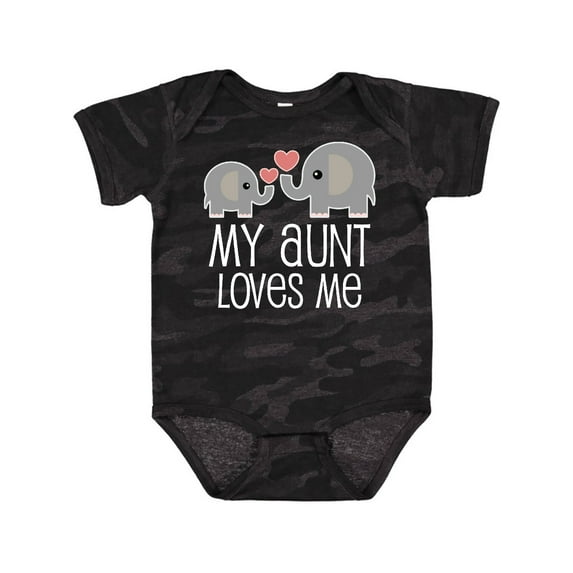 Inktastic My Aunt Loves Me Niece Nephew Elephant Boys or Girls Baby Bodysuit
