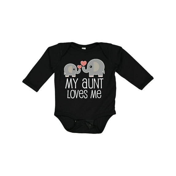 Inktastic My Aunt Loves Me Niece Nephew Elephant Boys or Girls Long Sleeve Baby Bodysuit