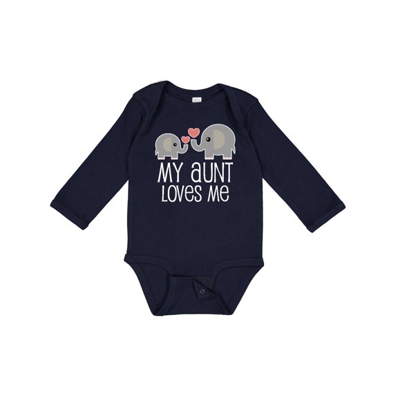 Inktastic My Aunt Loves Me Niece Nephew Elephant Boys or Girls Long Sleeve Baby Bodysuit