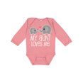 thumbnail image 1 of Inktastic My Aunt Loves Me Niece Nephew Elephant Boys or Girls Long Sleeve Baby Bodysuit, 1 of 5