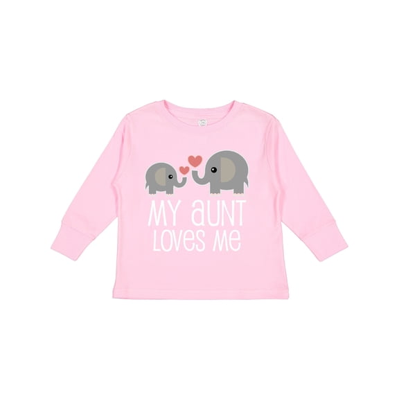 Inktastic My Aunt Loves Me Niece Nephew Elephant Boys or Girls Long Sleeve Toddler T-Shirt