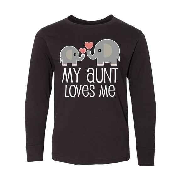 Inktastic My Aunt Loves Me Niece Nephew Elephant Long Sleeve Youth T-Shirt