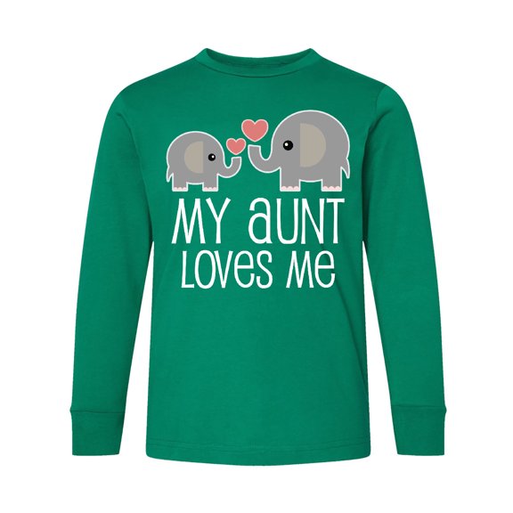Inktastic My Aunt Loves Me Niece Nephew Elephant Long Sleeve Youth T-Shirt