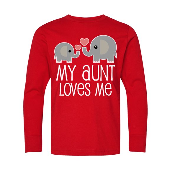Inktastic My Aunt Loves Me Niece Nephew Elephant Long Sleeve Youth T-Shirt