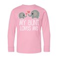 thumbnail image 1 of Inktastic My Aunt Loves Me Niece Nephew Elephant Long Sleeve Youth T-Shirt, 1 of 5
