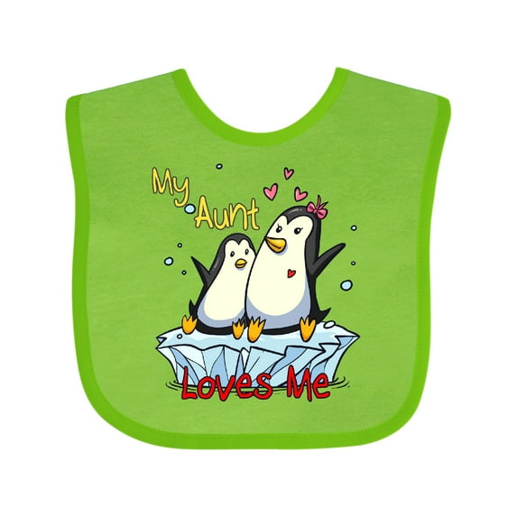 Inktastic My Aunt Loves Me Penguin Boys or Girls Baby Bib