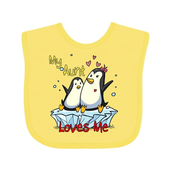 Inktastic My Aunt Loves Me Penguin Boys or Girls Baby Bib