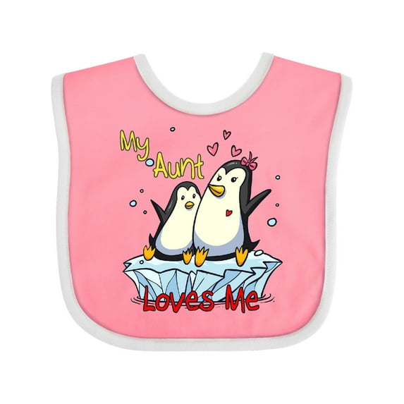 Inktastic My Aunt Loves Me Penguin Boys or Girls Baby Bib