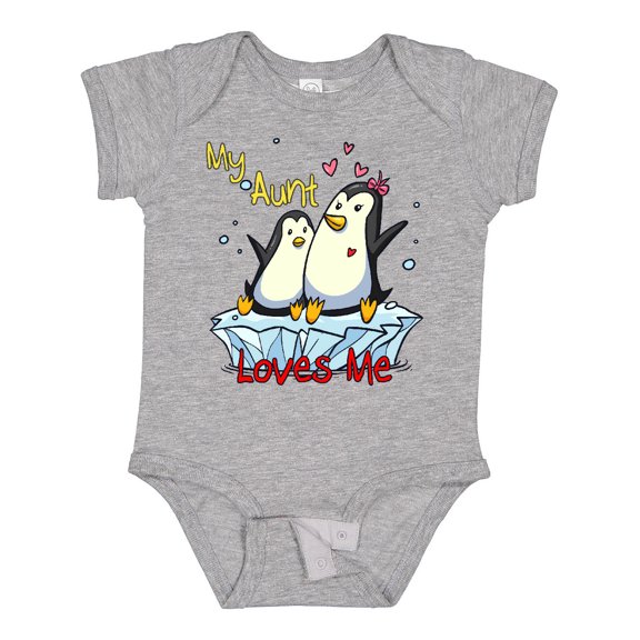 Inktastic My Aunt Loves Me Penguin Boys or Girls Baby Bodysuit
