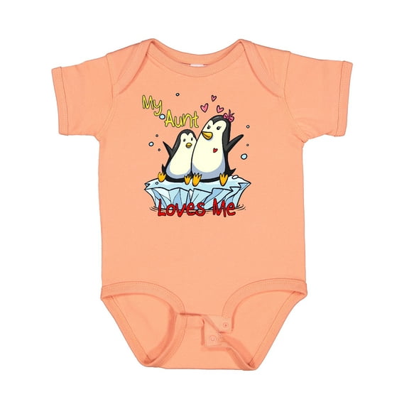 Inktastic My Aunt Loves Me Penguin Boys or Girls Baby Bodysuit