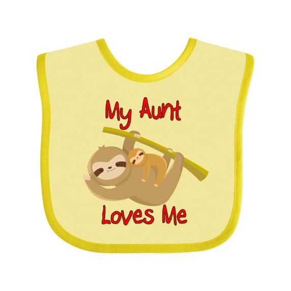 Inktastic My Aunt Loves Me Sloth Boys or Girls Baby Bib