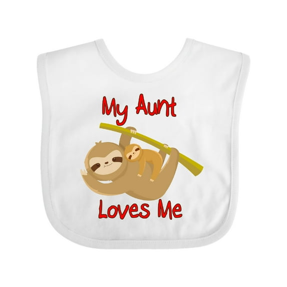 Inktastic My Aunt Loves Me Sloth Boys or Girls Baby Bib