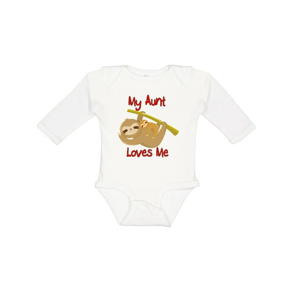 Inktastic My Aunt Loves Me Sloth Boys or Girls Long Sleeve Baby Bodysuit