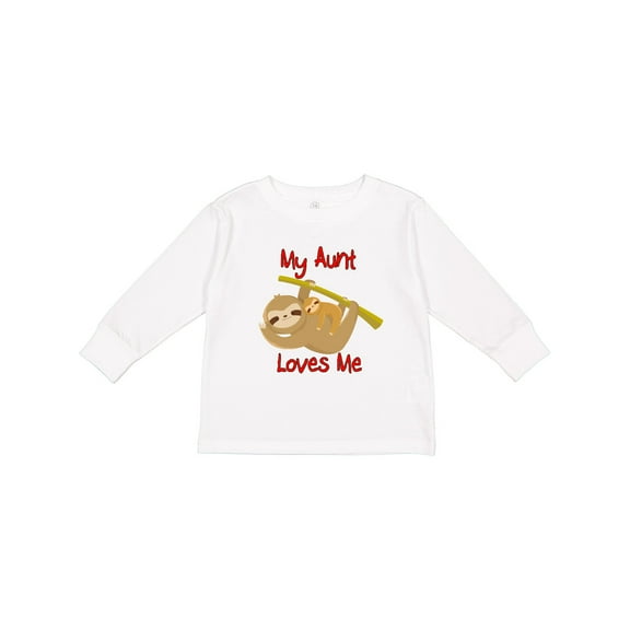 Inktastic My Aunt Loves Me Sloth Boys or Girls Long Sleeve Toddler T-Shirt