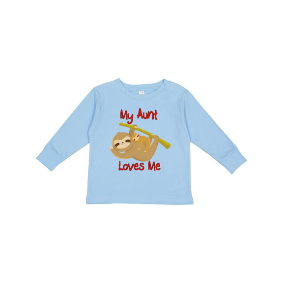 Inktastic My Aunt Loves Me Sloth Boys or Girls Long Sleeve Toddler T-Shirt